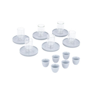 Dallaty light blue glass and porcelain Tea and coffee cups set 18 pcs