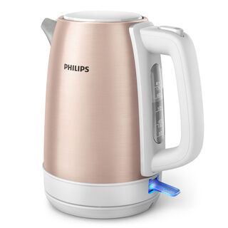 Philips Daily Collection Kettle 1.7L, 1800W, Light Indicator, Rose Gold Metallic/White Hd9350/96