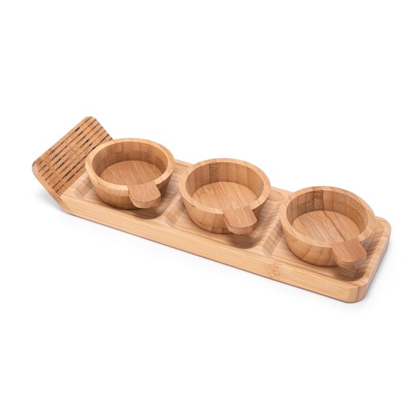 Alberto 3 Pieces Bamboo Dip Bowls With Tray image number 0
