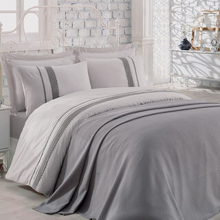 Natural Cotton Summer Bedspread Grey
