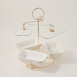 3 Pcs Rectangle Food Warmer With Stand