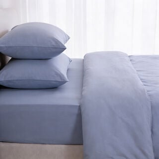 بوتيك بلانش شرشف سرير مطاطي قطن 100% ساتان 300 خيط أزرق فاتح 160*200 سم