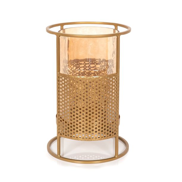 Metal And Glass Candle Holder Gold image number 1