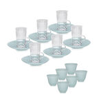 18Pc Arabic Tea And Coffee Set Glass Colorback Blue image number 1