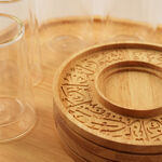 Dallaty 12Pcs Tea Cups With Wooden Bases Ramas Collection, Beige image number 2