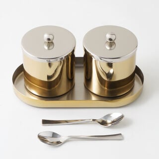 Alberto stainless steel condiment set 4pcs, white and gold