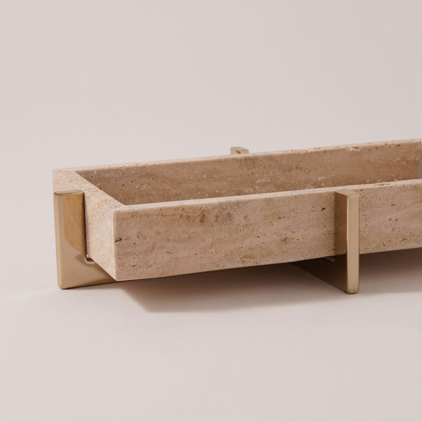 Dallaty travertine serving tray 37*21*7cm, beige image number 2