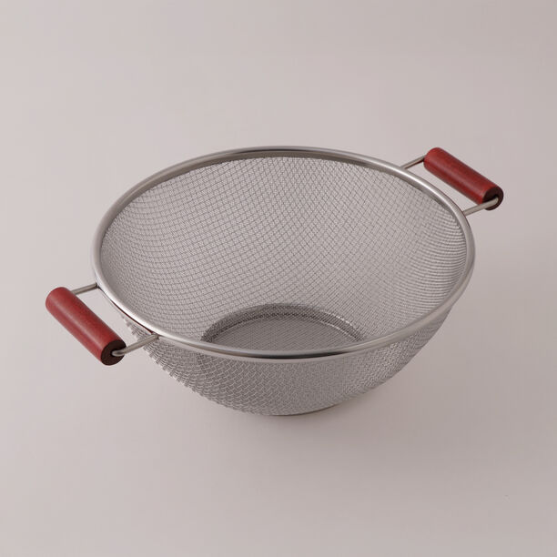 البرتو مصفاة ستانلس ستيل بمقابض خشب 54*43*27.5سم، فضي image number 0