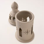 Homez beige ceramic candle holder 13.5*13.5*35.2 cm image number 3