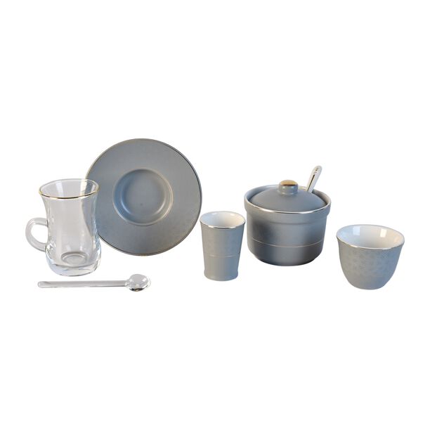 Zukhroof 28Pc Porcelain Tc Set Thumanya Gray Serve 6 image number 2