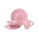 La Mesa 16 Pcs Dinner Set Serve 4 Embossed Pink image number 1