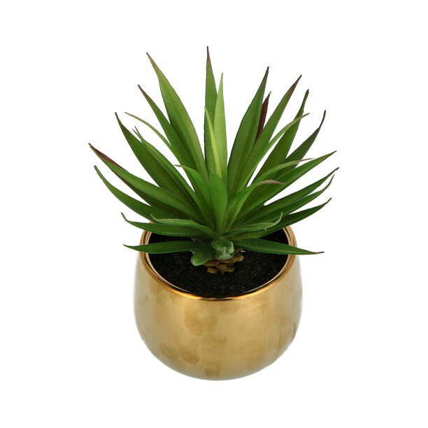 Grass sword artificial plant In gold pot image number 2