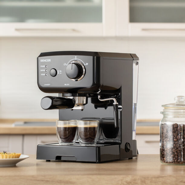 Sencor black stainless steel espresso machine 1450W, 1.5L image number 3