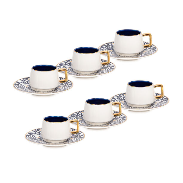 Turkish Coffee Set 12Pc Porcelain Dutone Blue image number 0