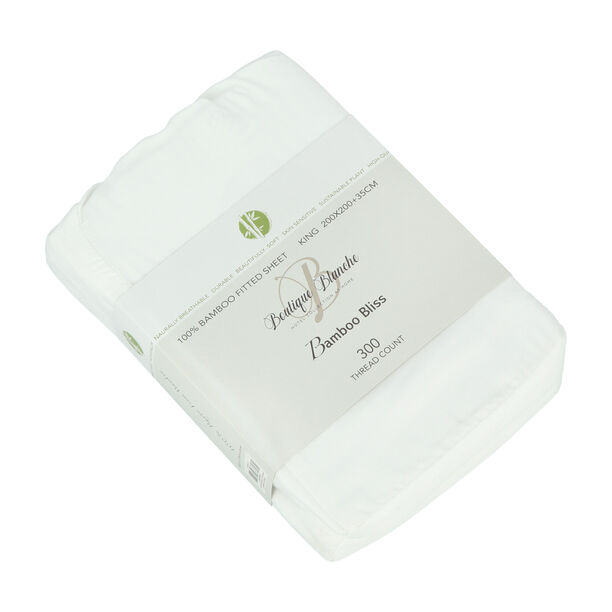 Boutique Blanche Bamboo Fitted Sheet 200X200+35 Cm White image number 0