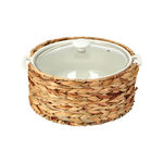 Round Casserole 12" With Lid And Sea Grass Basket image number 1
