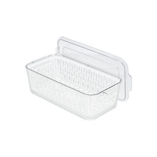 Alberto transparent acrylic fridge container with lid & inner basket 4L