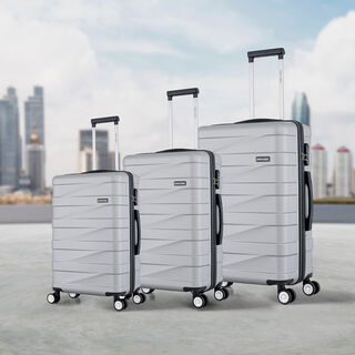 3 Piece Abs Trolley Case Set Horizontal Stripes Silver 20/24/28"