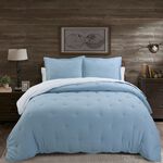 3 Pcs Comforter King Size Set Embroidered Indigo image number 0