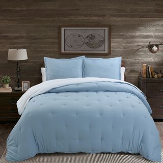 3 Pcs Comforter King Size Set Embroidered Indigo