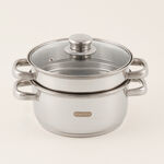 Pentola 2 tier stainless steel steamer with glass lid, silver image number 0