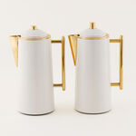 دلتي طقم دلة ستانلس ستيل 1 لتر، أبيض وذهبي image number 0