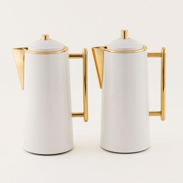 دلتي طقم دلة ستانلس ستيل 1 لتر، أبيض وذهبي image number 0