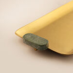 La Mesa metal serving tray with green marble handle 35*15*2.5cm, gold image number 1