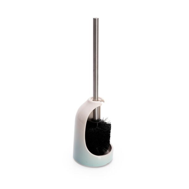 Ceramic Toilet Brush Holder With Stainless Pole Black Bristle Brush Green image number 0