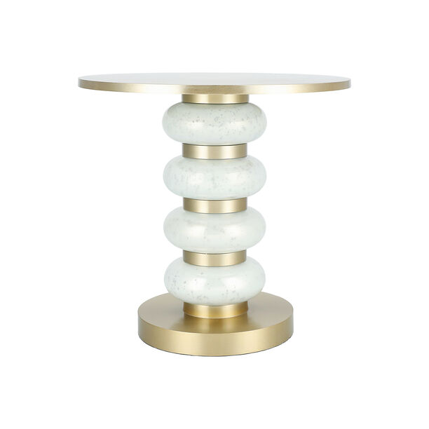 Side Table White Glass Base Brass Gold Top 46 *41 cm image number 1