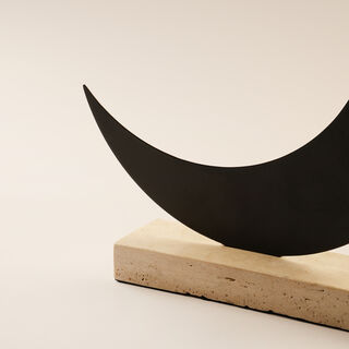 Homez Ramadan Decorative Crescent Design Stone Base, Black 32*6*30Cm