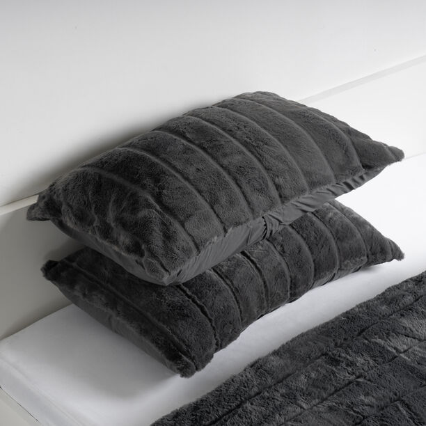 Cottage carved faux fur super king comforter set 250*260cm, black image number 5