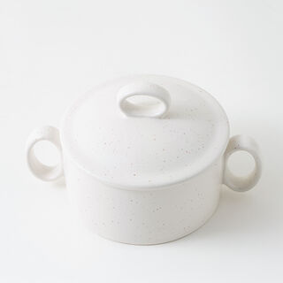 La Mesa stoneware oven to table mid pot with lid, beige 15.2*10.3*5.1 cm