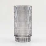 Homez light grey ribbed glass vase 14*14*27.6 cm image number 0