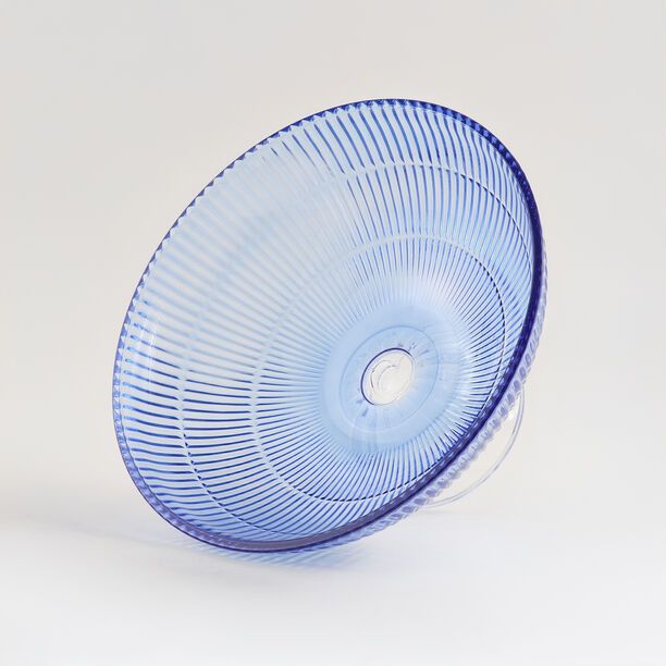 Homez Glass Ribbed Decor Bowl 29.4*29.4*14.4Cm, Blue image number 2