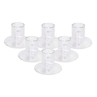 Double Wall Tea Glass Cup Set 12 Pieces Silver Line