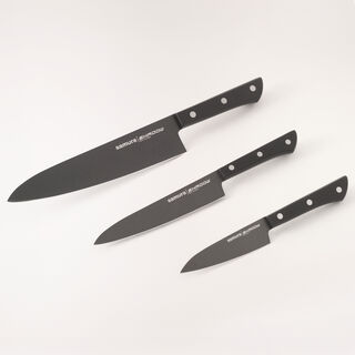 Samura pros set 3pcs stainless steel kitchen knives in black