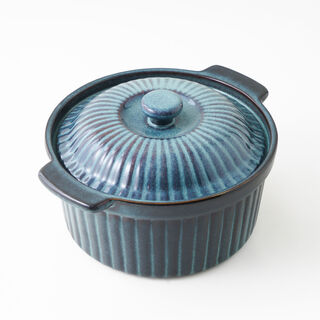 La Mesa stoneware food saver with lid 24.5*21*10.5cm, blue