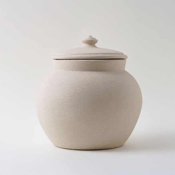 Homez Clay Stone Jar 30.5*30.5*30.5Cm, Offwhite image number 0