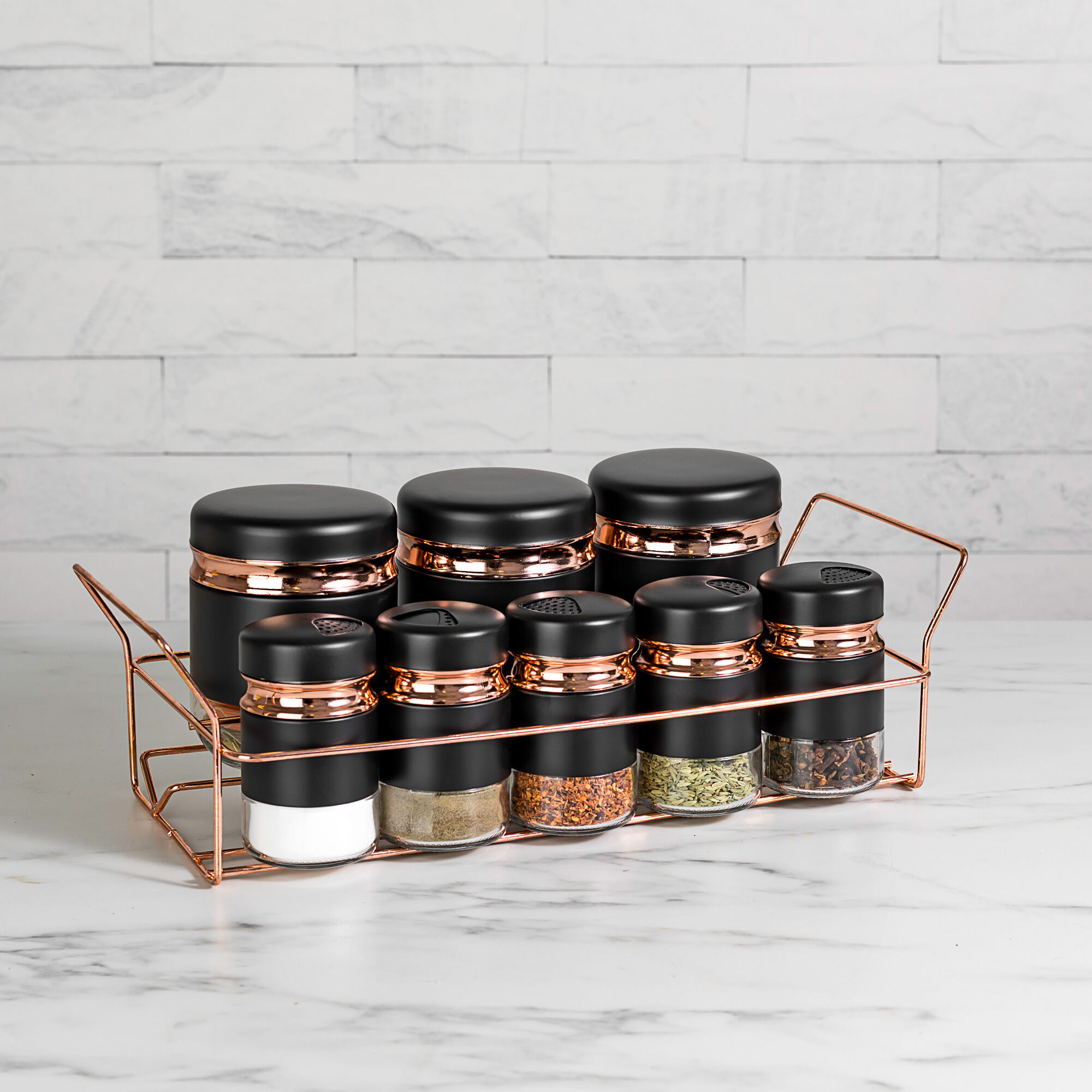 Black and rose clearance gold spice rack