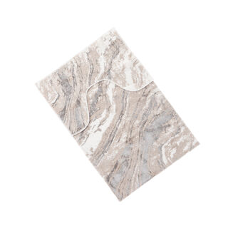2 Pieces Super Soft Annabel Bathmat Set 60*90 cm +40*60 cm Ecru/Beige/Silver