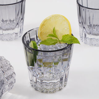 لا ميسا طقم كؤوس 4 قطع تامبلر منقوشة زجاجية، رمادي 8.5*8.5*8.7سم