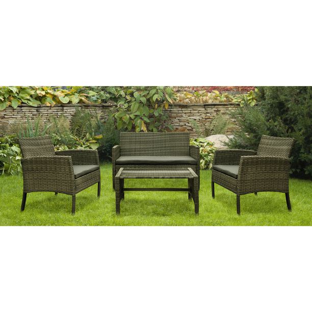 4 Pieces Set Natural Rattan Grey image number 1