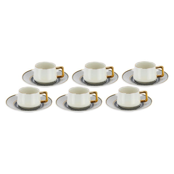 Dallaty black and white porcelain Turkish coffee cups set 12 pcs image number 1