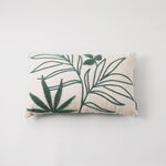 Boutique Blanche rectangular cotton pillow with leaves embroidery, green 45*35*15cm image number 0