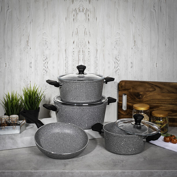 7 Pcs Granite Cookware Set Grey image number 4