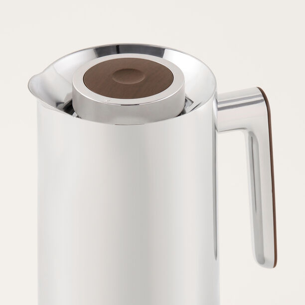 Dallaty 1L silver steel vacuum flask with wooden handle image number 3