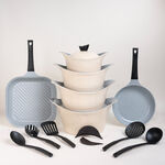 Lahoya 17 piece granite cookware set cream colour image number 0