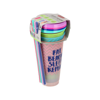 CUPS WITH LIDS AND STRAWS COLOR CHANGING