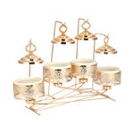 4 pieces Round Food Warmer Set With Candle Stand Gold 5" image number 2